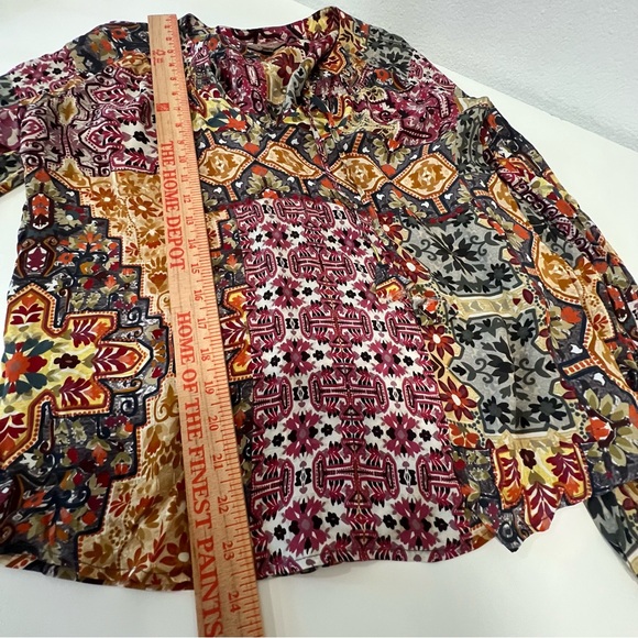 Anthropologie Kachel Multicolor Ambrosia Peasant Blouse Top Silk Blend Size 4 - Picture 10 of 10